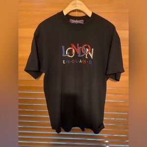 1990s Black Vintage London England Graphic T-Shirt